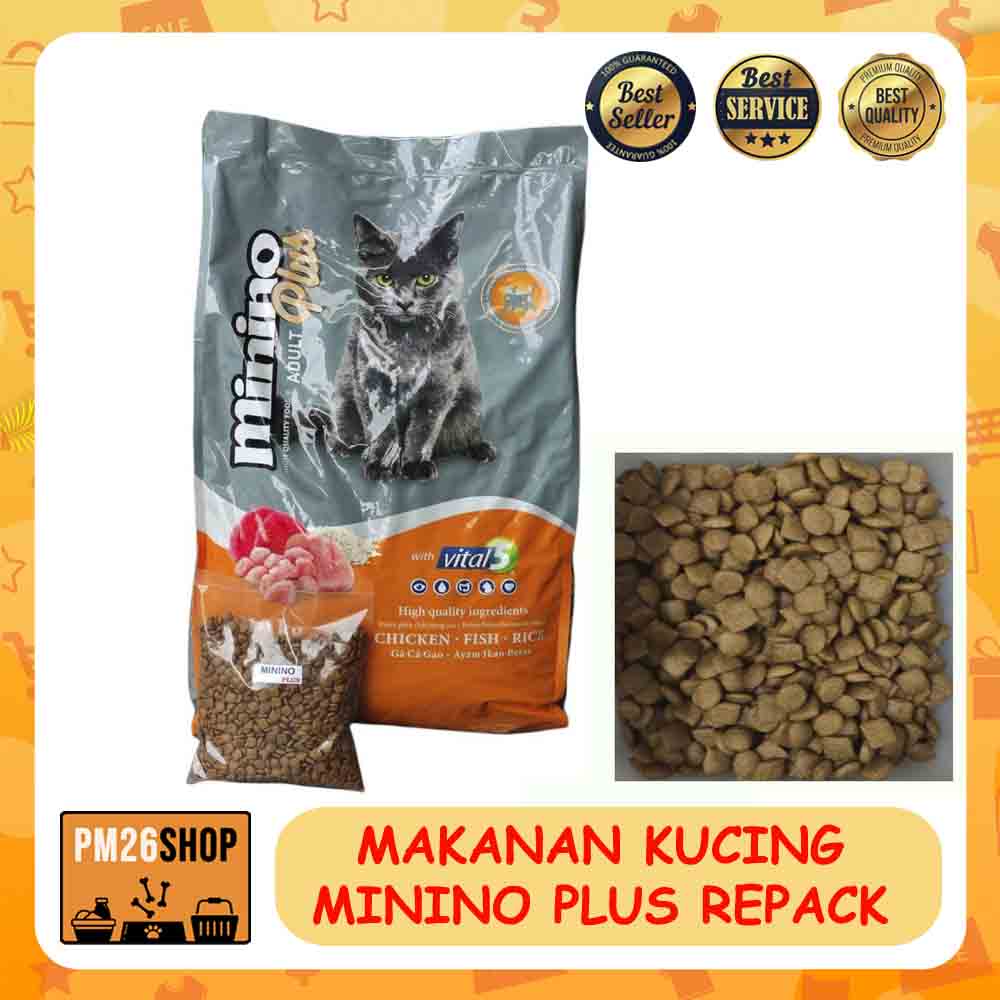 MAKANAN KUCING CAT FOOD MININO PLUS REPACK 400GR