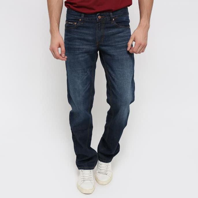 New Product Edwin Celana Jeans Edw 202 Indigo Regular Fit Pria Panjang Biru Jeans - Biru, 33 Free