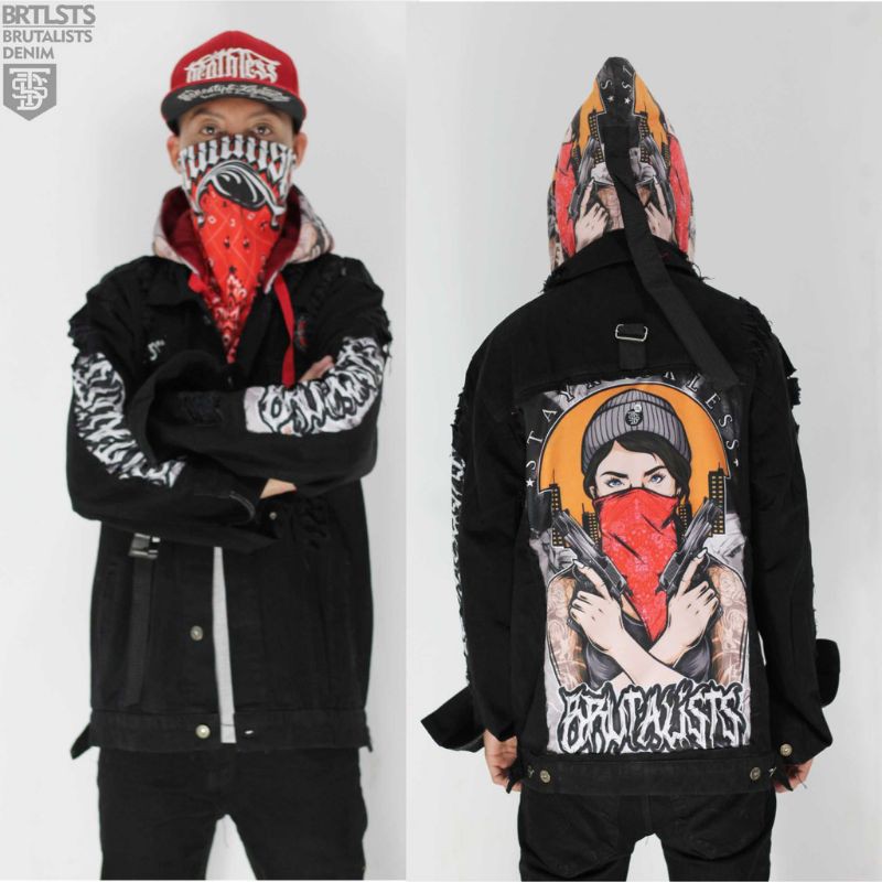 NEW JAKET JEANS BRUTALISTS HITAM HOODIE / KUPLUK PRIA/WANITA (UNISEX)