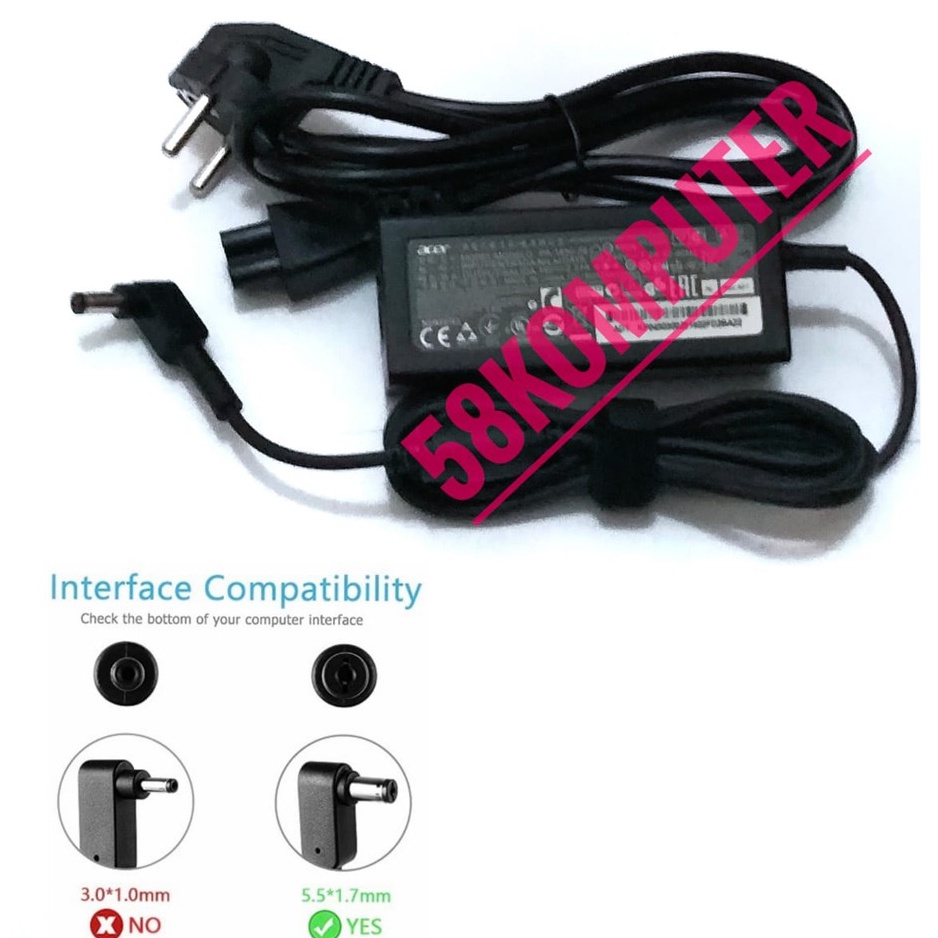 Charger Laptop ACER Aspire 3 A314-31 Series ES1-512 E5-573 E5-573G E5-573T 19V 2.37A 45W 5.5x1.7mm