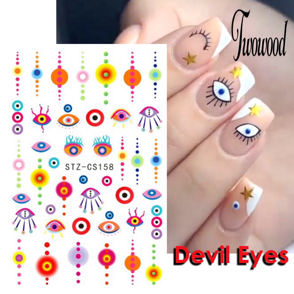 Twowood 3 Lembar Stiker Kuku Motif Bunga Abstrak Warna-Warni Untuk Manicure / Nail Art