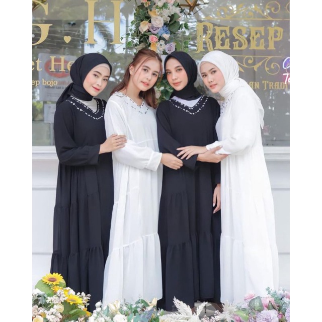 DRESS KOREA KHADIJA DRESS - CASUAL DRESS - DRESS WANITA - DRESS MUSLIM - DRESS PUTIH KOREAN STYLE
