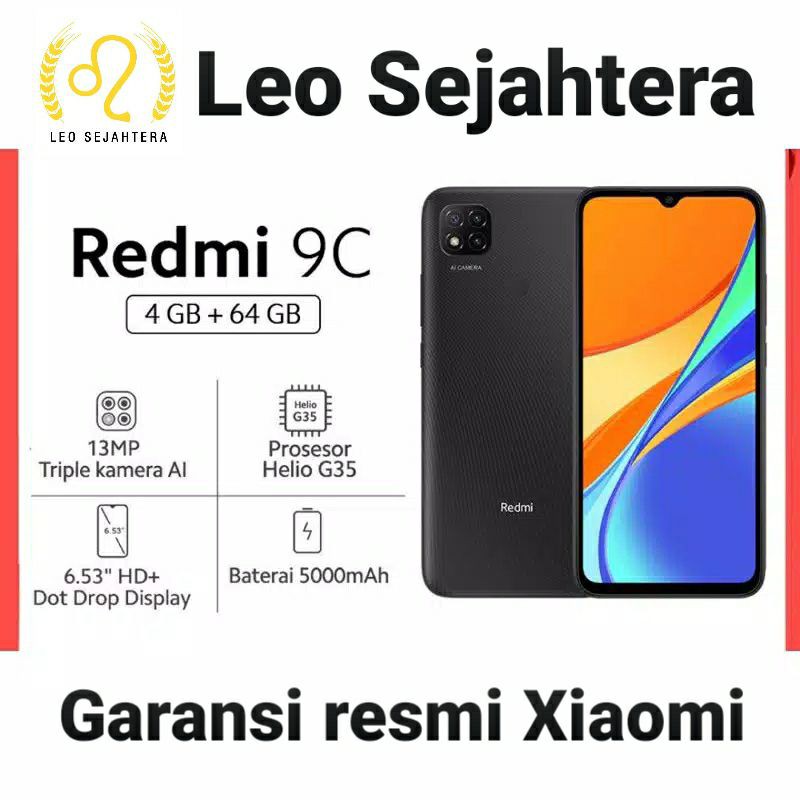 Redmi 9c ram 4gb 64GB Batere 5.000 baru IMEI resmi garansi Xiaomi Indonesia 15 bulan