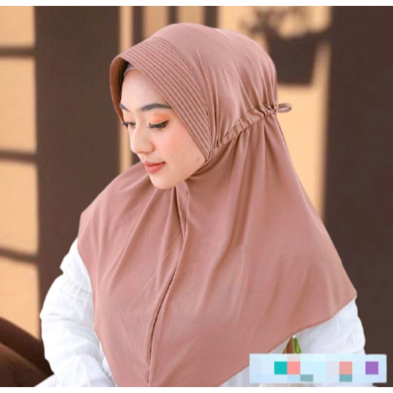 jilbab serut jokowi jersey licra spandex brand IDOLA / Jilbab serut jersey polos adiba / jilbab anak