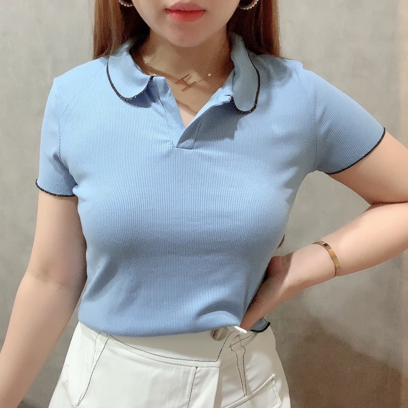 Polo Basic Shirt List Neci | Kaos Polo Atasan Wanita | Maimon Grosir