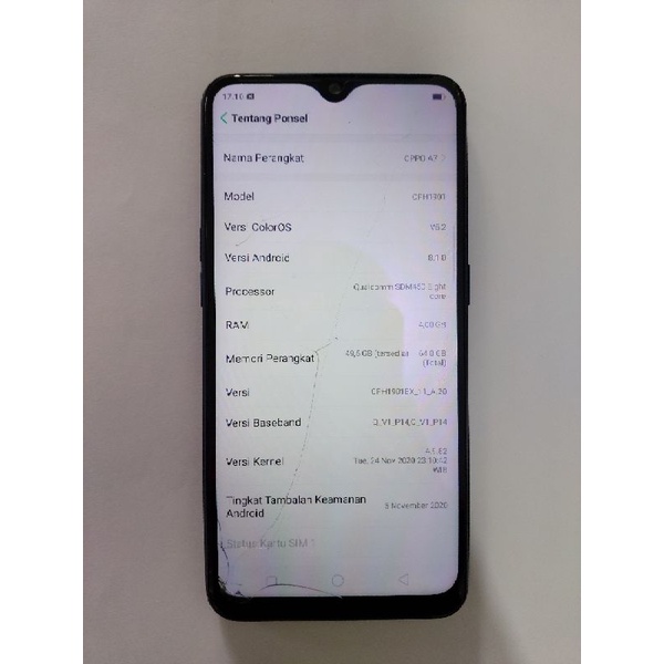 LCD + TS + FRAME OPPO A7 ORIGINAL 100% CABUTAN (RETAK)