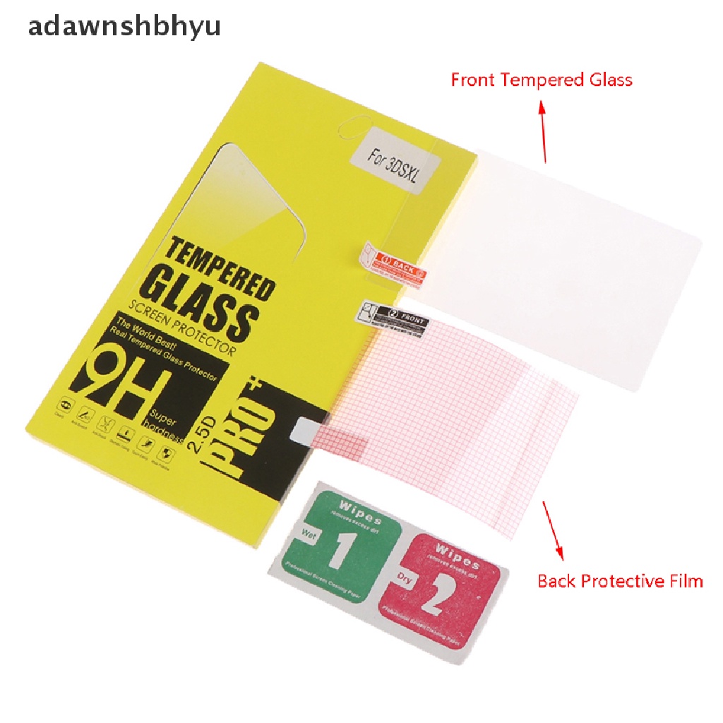 Adawnshbhyu 3DS XL/LL Tempered Glass +Back Clear Screen Protector Cover Untuk Layar Nintendo