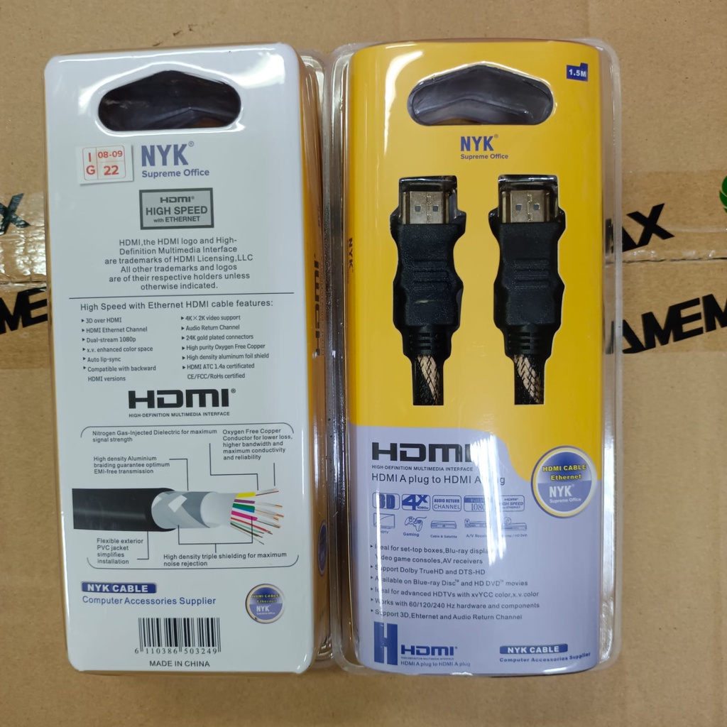 NYK Kabel HDMI 1,5Meter Versi 2.0 Full HD 4K 1080P