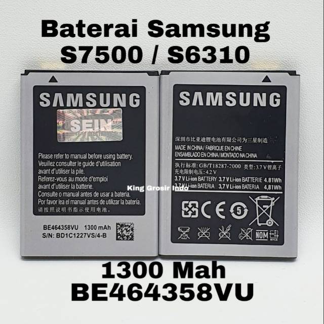 Baterai Samsung S7500 / S6310 Original OEM BE464358VU Battery