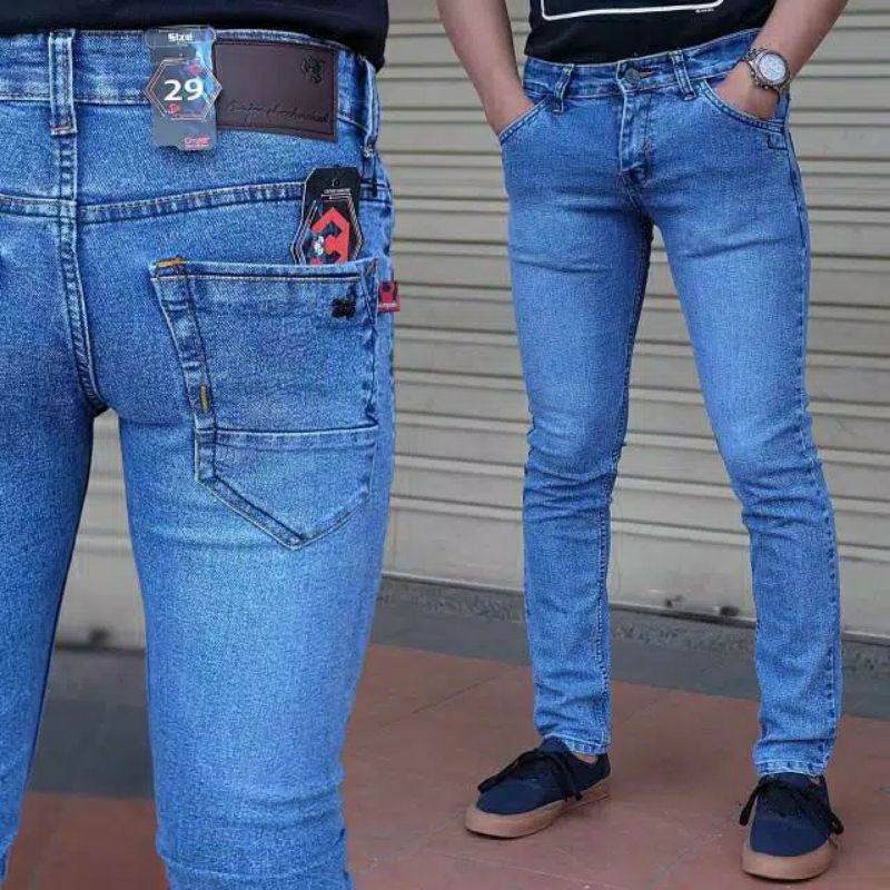 Celana jeans pria jeans panjang pensil pria cmjee jeans biru