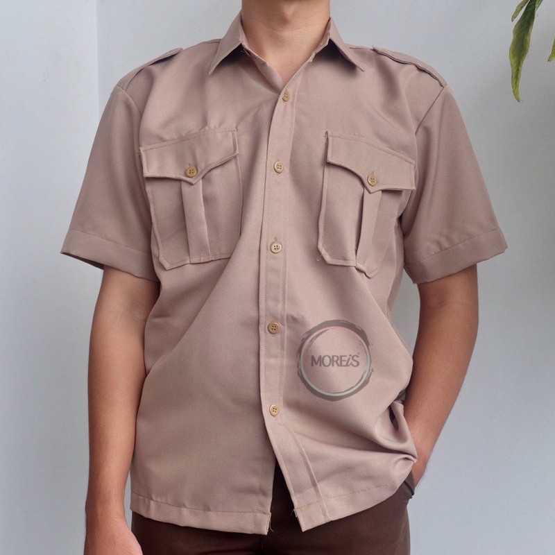 Seragam Baju Pramuka Pendek Laki Bahan Rapilo/Laricci