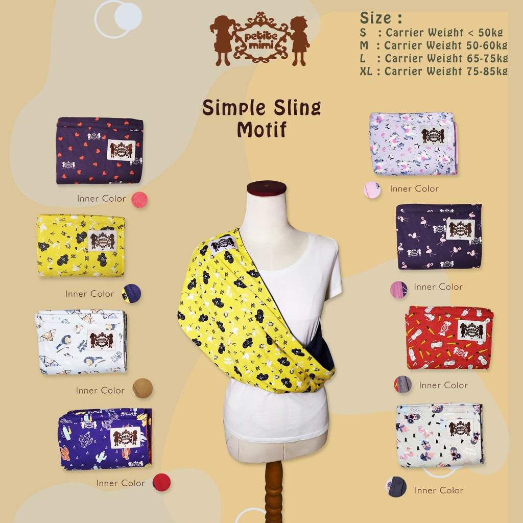 Petite Mimi Gendongan Kaos Simple Sling Motif Size M , L , XL