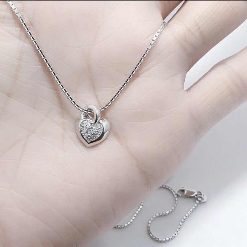 Kalung italy santa liontin love kalung perak 925 lapis emas putih kalung cewek perak 925