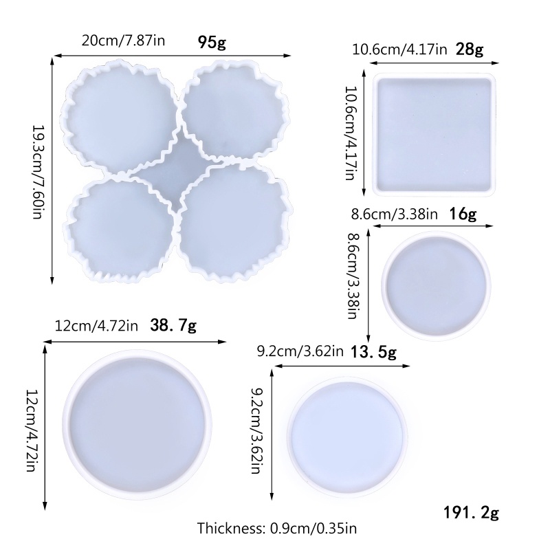 Cetakan Resin Epoksi Bentuk Bulat Persegi Bahan Silikon Untuk Membuat Coaster