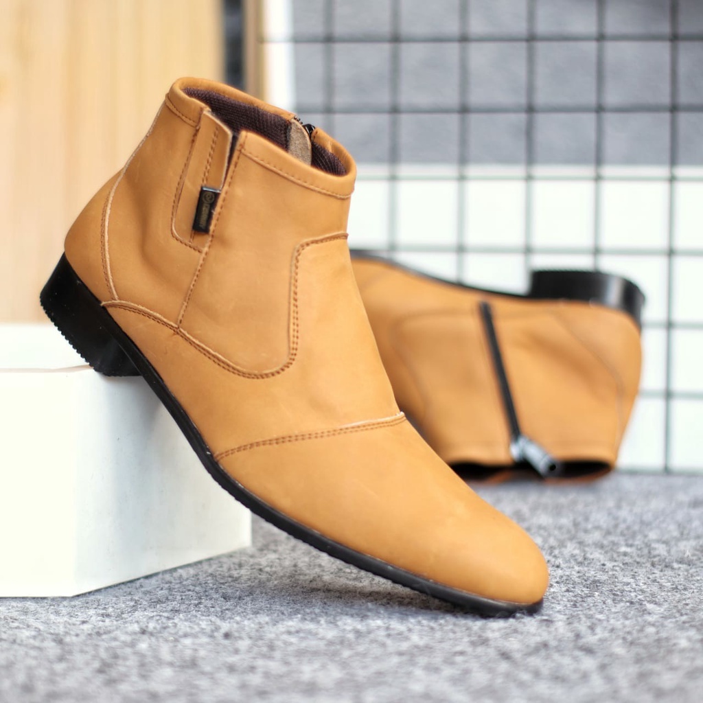 MOLK|Sepatu Formal Pantofel Pria Hitam Kulit Asli resleting Kerja Kantoran Original