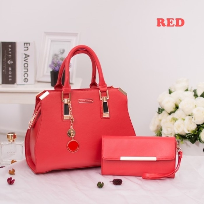 TAS WANITA KEKINIAN DAN TERMURAH TAS FASHION WANITA IMPORTTAS PAKETMX113B 2IN1 RED PINK BROW GE348