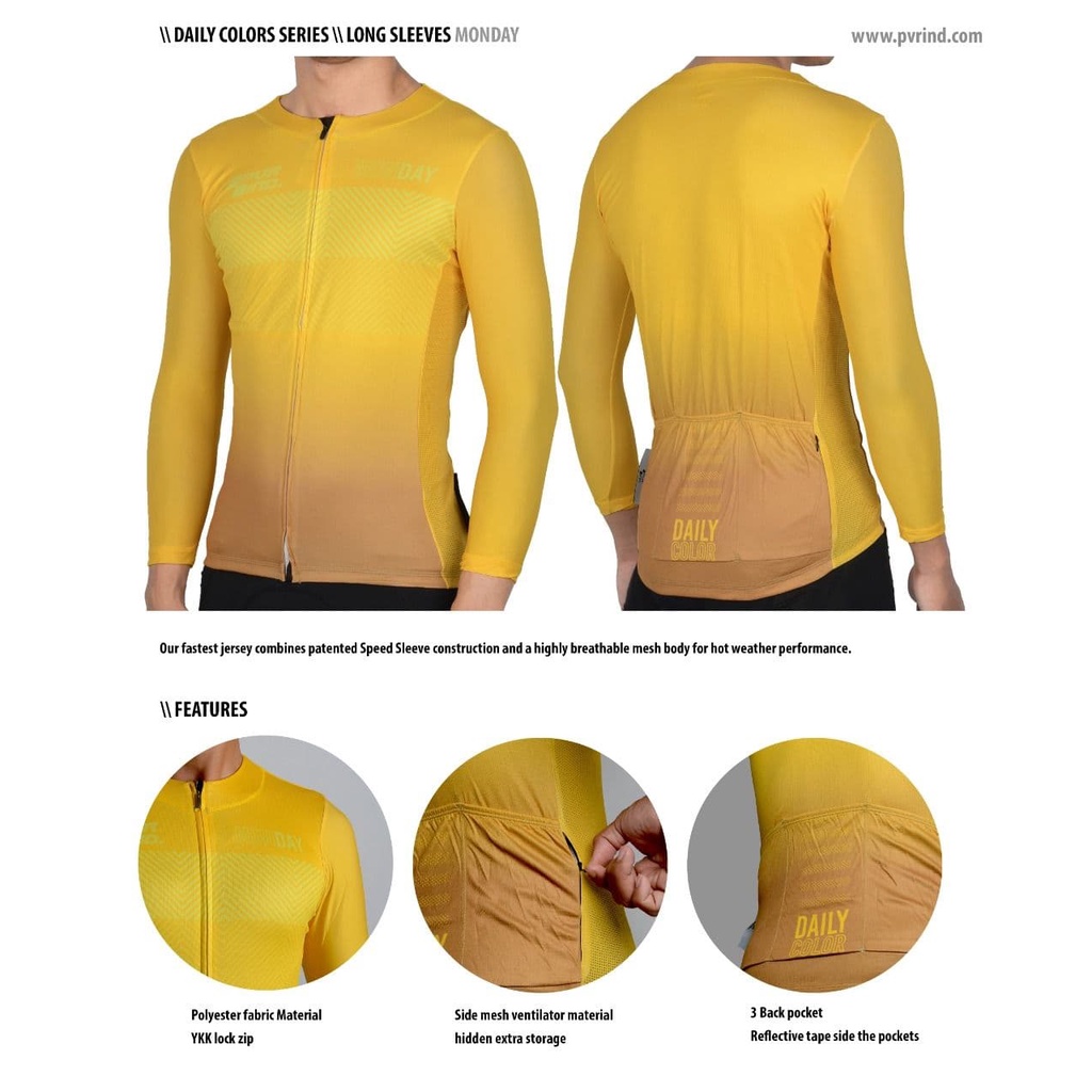 Jersey Roadbike PVR DAILY SERIES MONDAY - Jerseys RB XC Panjang Kuning - Jersey Roadbike