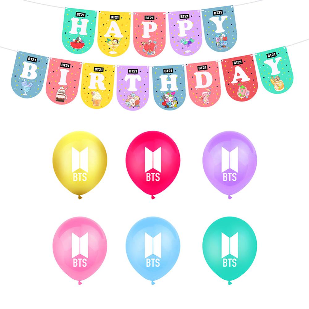 Timekey Balon Lateks Motif BTS Untuk Dekorasi Pesta Ulang Tahun D2Z3