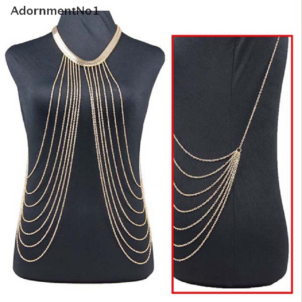 (AdornmentNo1) Kalung Rantai Badan Sexy Bahan Alloy Aksen Rumbai Untuk Perhiasan Wanita