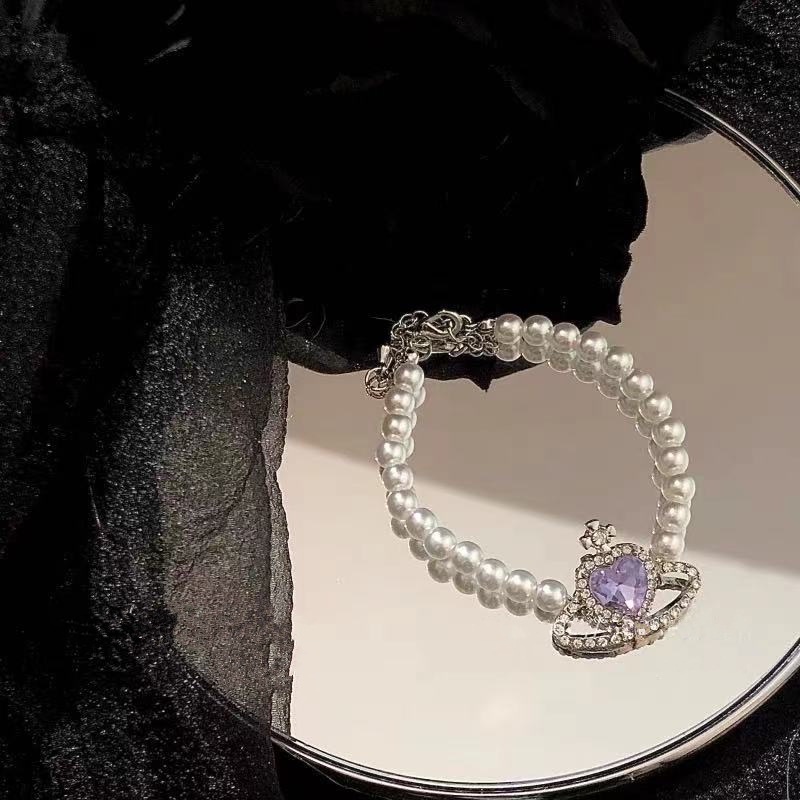 Gelang Rantai Titanium Steel Pendan Planet Hias Mutiaraberlian Imitasi Gaya Korea
