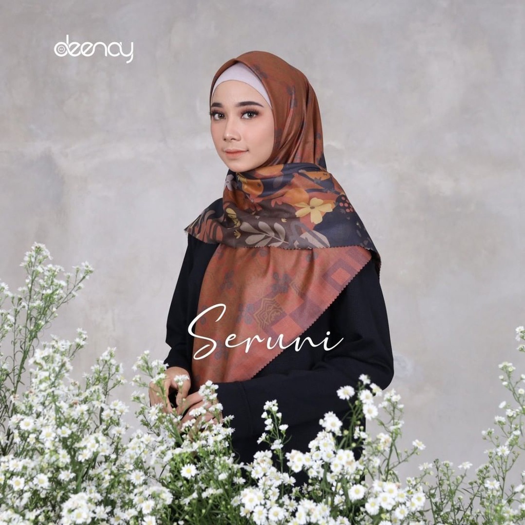 Kerudung Deenay Seruni Ori / Jilbab Segi Empat Voal Motif Hijab Printing Ultrafine