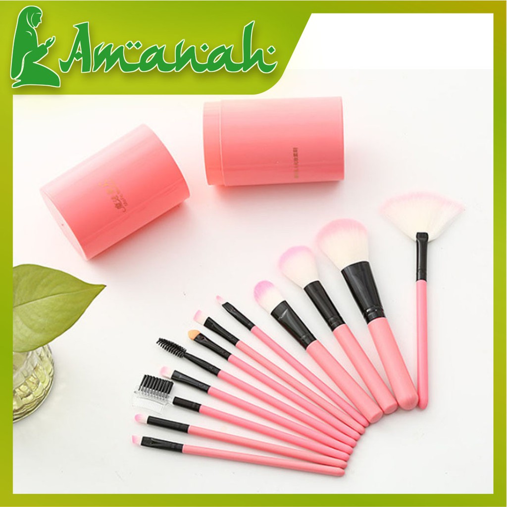 AS732 Brush Set Tube isi 12 pcs / Kuas Makeup / Alat Rias 12 pcs set Tabung