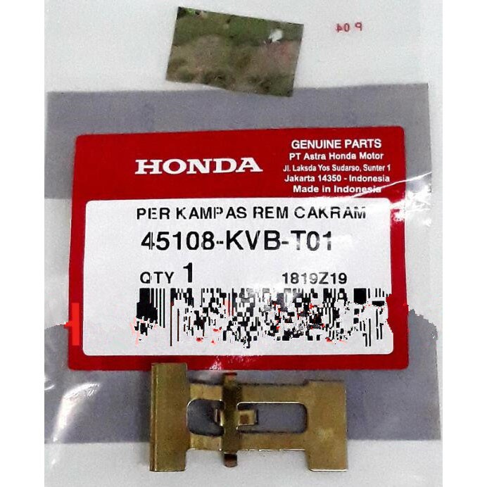 HONDA ORI AHM PER KAMPAS REM CAKRAM DEPAN DISKPAD SPRING PAD KALIPER 45108-KVB-T01