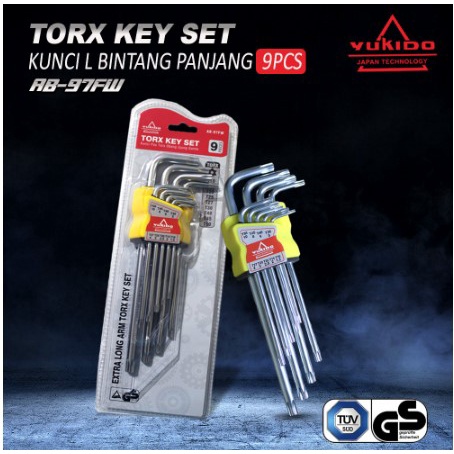 Kunci L Bintang Lubang Pendek/Panjang Set 9 PCS Hex Key Wrench Long Star