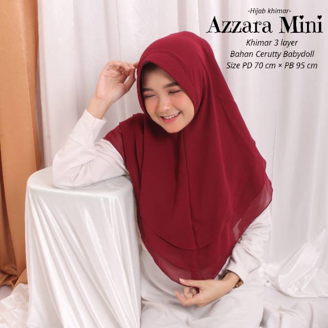 KHIMAR CERUTY BABYDOOL - HIJAB KHIMAR 3 LAYER - KHIMAR AZZARA MINI - BAHAN CERUTTY BABYDOLL PREMIUM