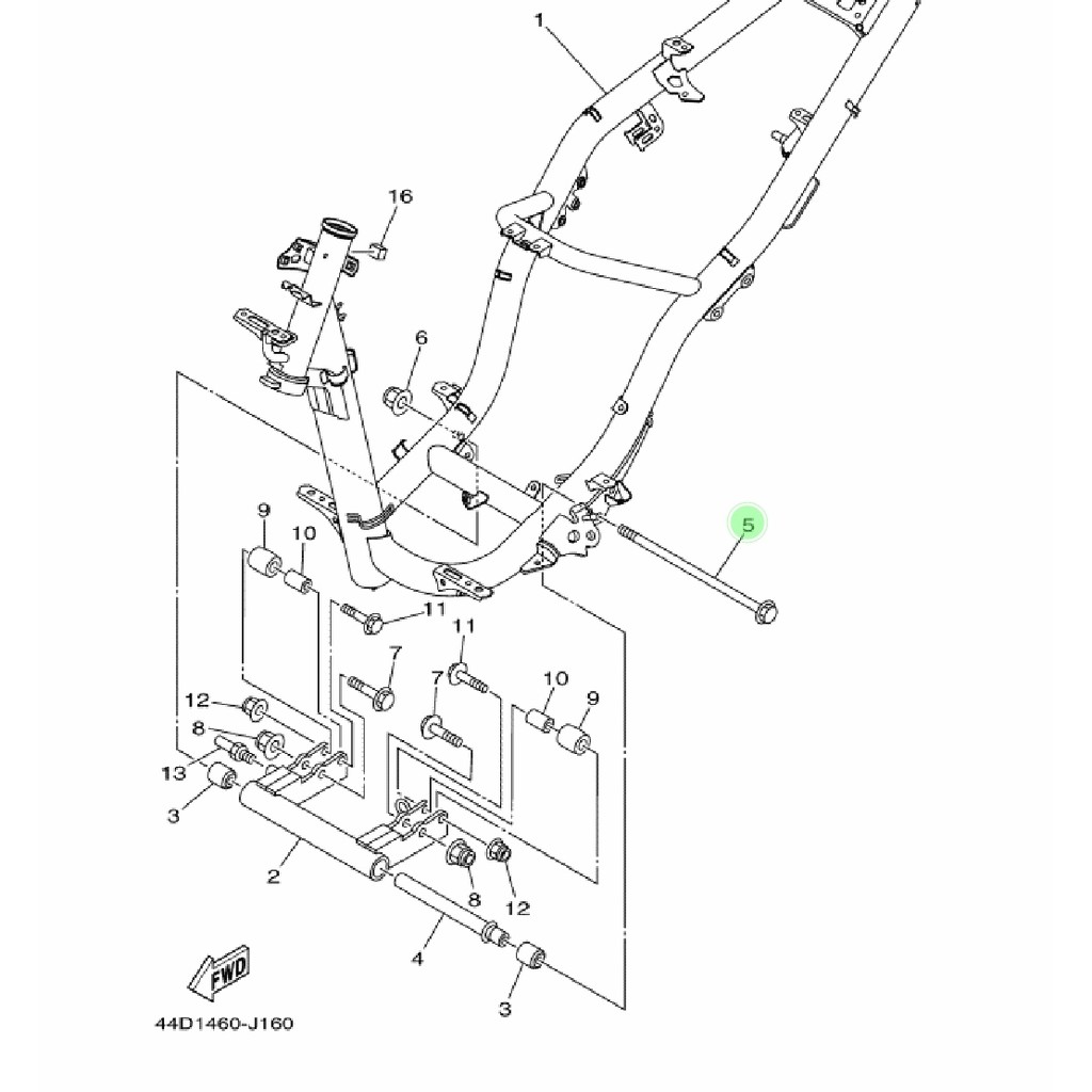 SHAFT PIVOT AS TENGAH FORK ARM SASIS XEON KARBU RC GT AEROX 125 ORIGINAL YGP 44D-F2141-00