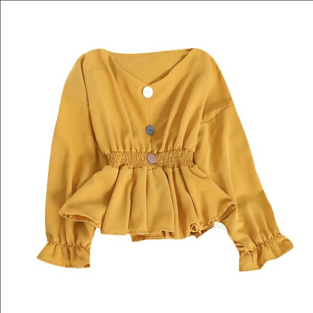 BEFAST - ZEC Blouse RAENY / Blouse Magazee / Blouse Wanita Casual / Blouse Lengan Panjang / Blouse Pinggang Karet Terlaris / Atasan OOTD Wanita ke Acara Formal