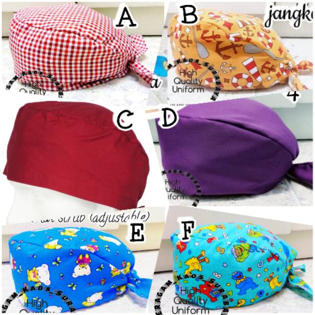 Scrub cap.topi kain .pelindung kepala dan rambut .topi medis .hat scrub