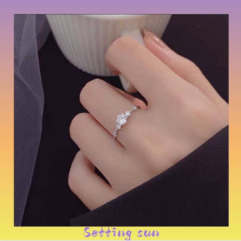 Cincin Korea Berlian Simple Adjustable Cincin Model Terbuka Desain Wanita Hadiah Aksesoris Fashion TN