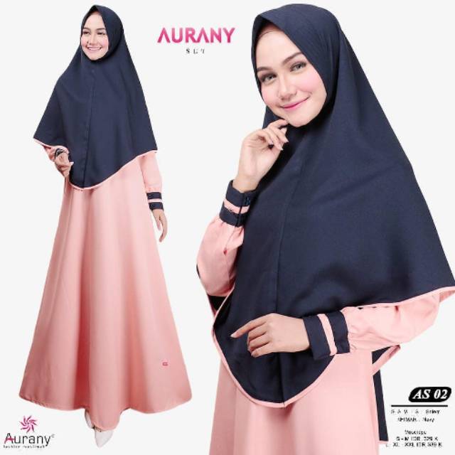 Set Gamis Syar'i Aurany AS 02 Salem Pink M L XL Coksu M L