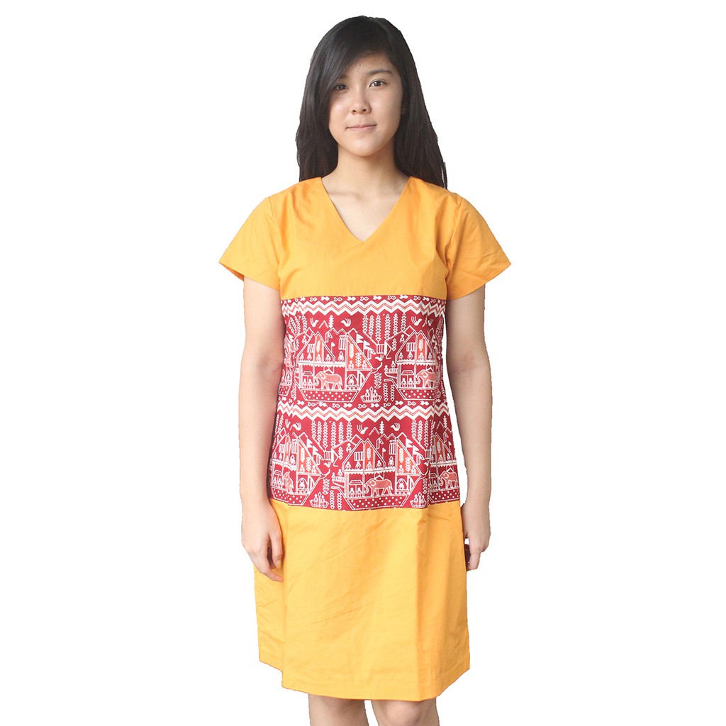 Dress Batik Wanita Warna Kuning Asli Lampung - Zallatra Z5