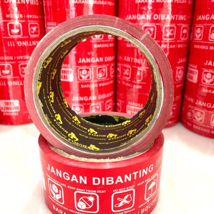 

perekat-pengikat- lakban fragile merah 2 " ( 48mm x 50 y ) special murah -pengikat-perekat.