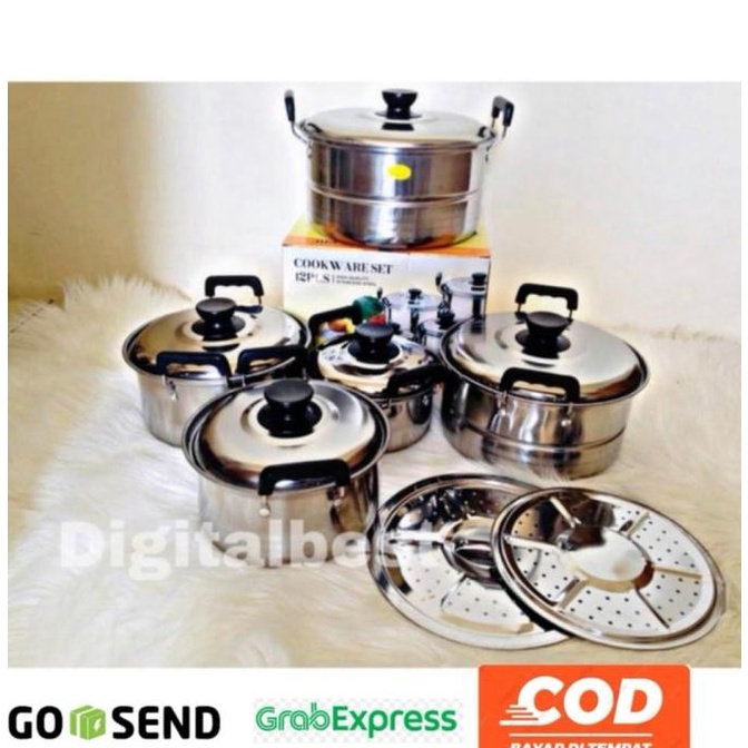 PERALATAN MASAK PANCI SET 5IN 1 BAHAN STAINLESS TEBAL BMW PERALATAN DAPUR