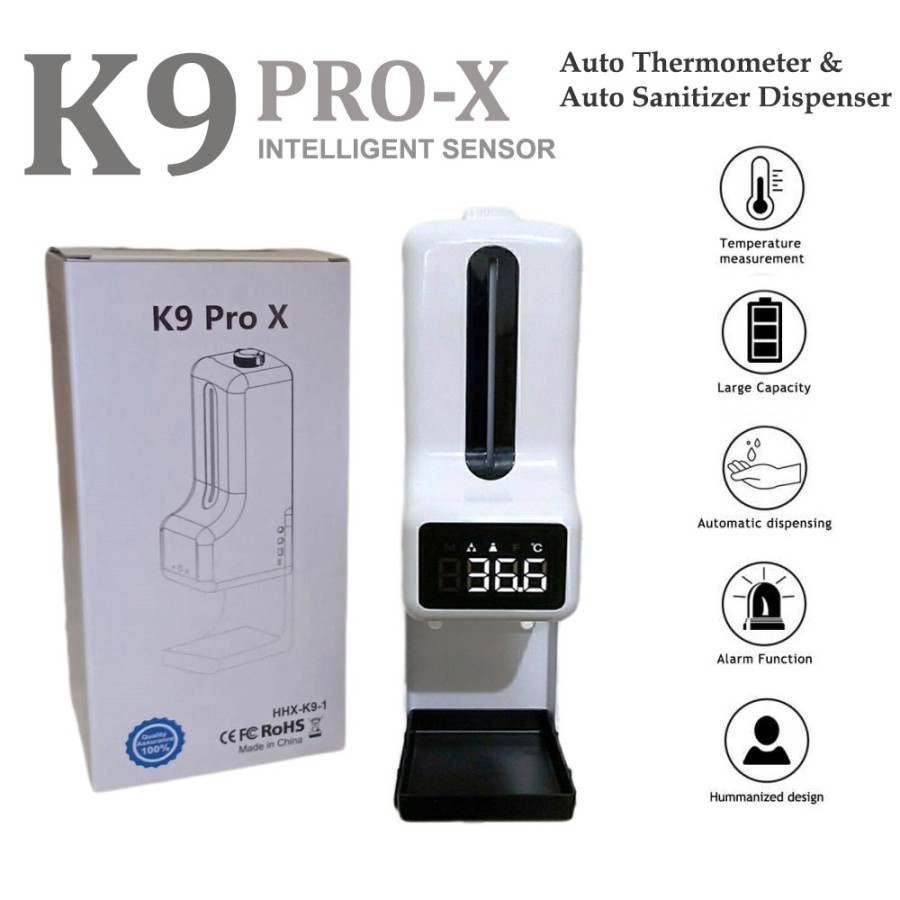 Termometer K9 Pro X Automatic Infrared Thermometer &amp; DispenserHand Sanitizer 2 in 1