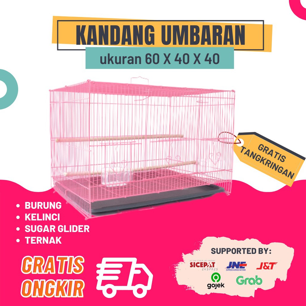 Kandang Besi Lipat 60x40x40 Untuk Burung, Kucing, Anjing, Sugar Glider, Hamster, Reptile Kandang Kuc