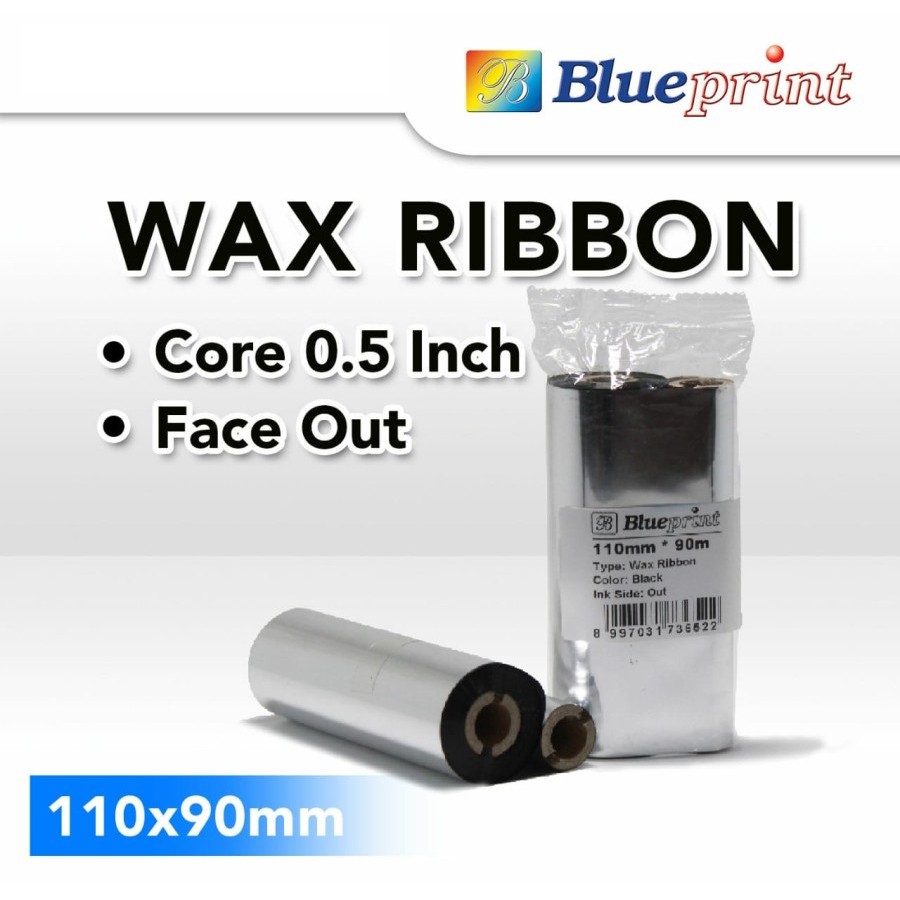 

Ribbon Wax Barcode Label 110x90m BLUEPRINT Thermal Transfer Ribbon