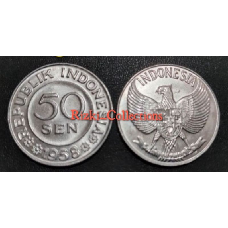KOIN 50 SEN TAHUN 1958 GARUDA PANCASILA - 1 KEPING .