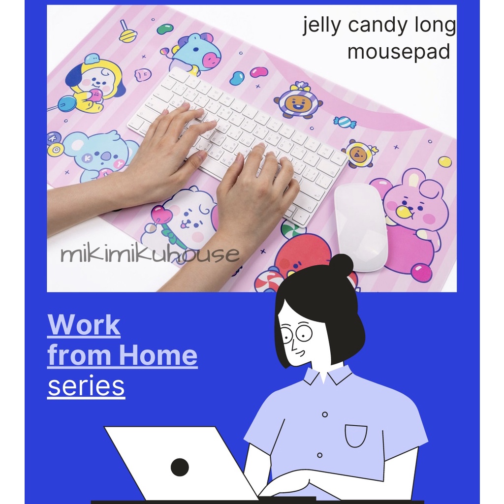 BT21 JELLY CANDY LONG MOUSEPAD MOUSE PAD DESK KEYBOARD OFFICIAL BTS TINYTAN MONITOR FIGURE