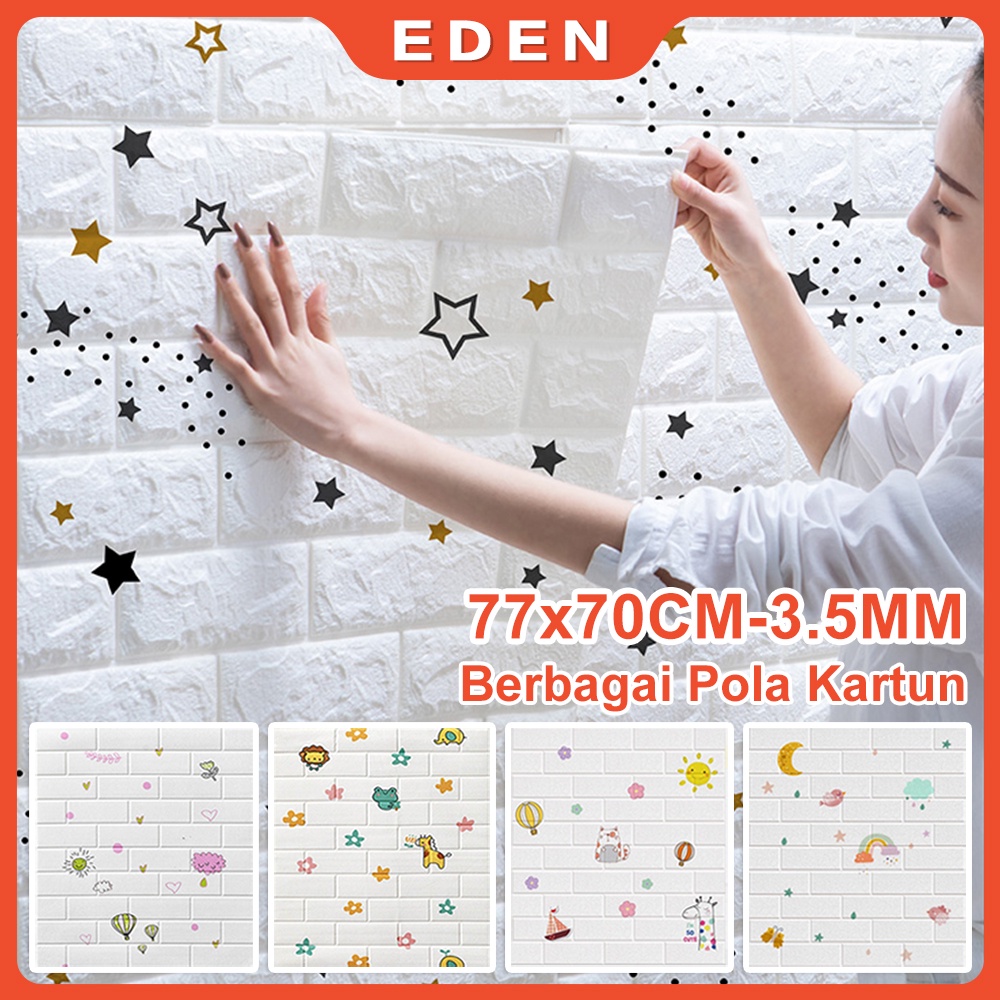 Motif Kartun Wallpaper Dinding Foam 3D Anak Dekor Kamar  Wallpaper Anti-tabrakan