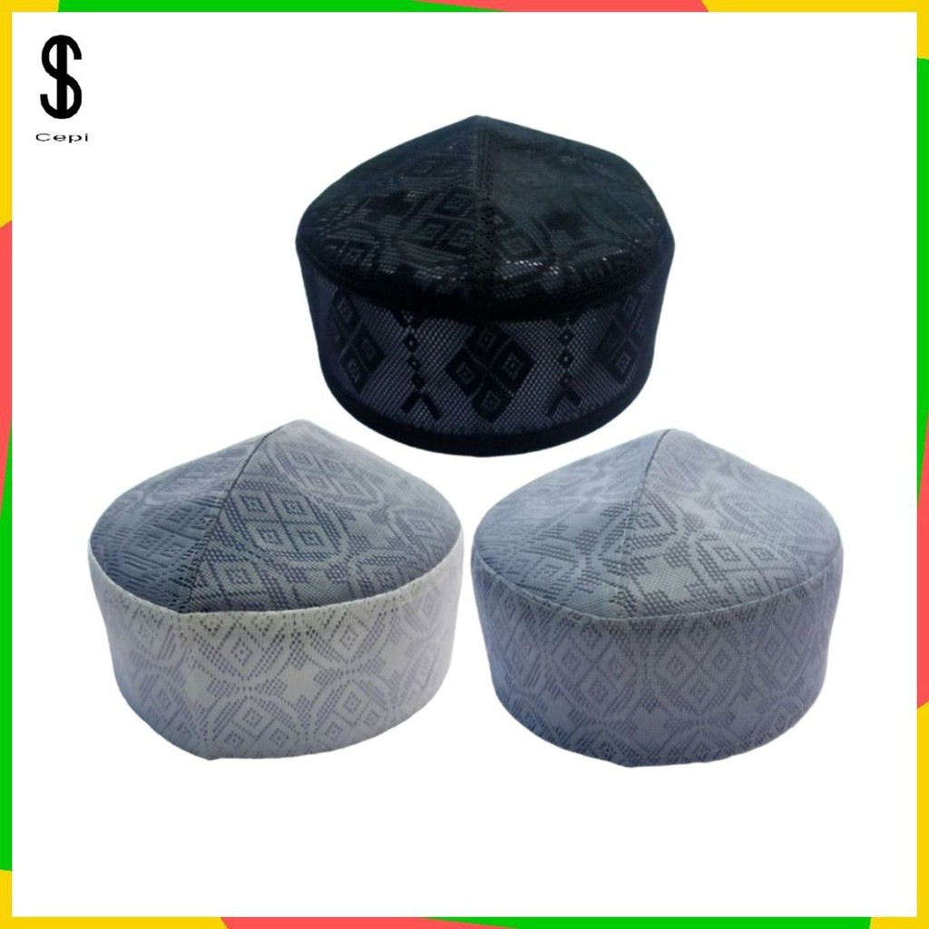 Peci Songkok  Kopiah Madinah Jaring Jala Hitam-Abu