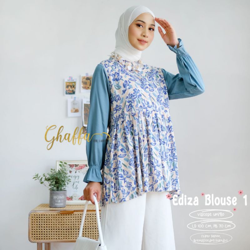 EDIZA BLOUSE kode 1 BY GHAFFA THE LABEL (BLOUSE MOTIF) Blouse muslimah rayon viscose rekomended