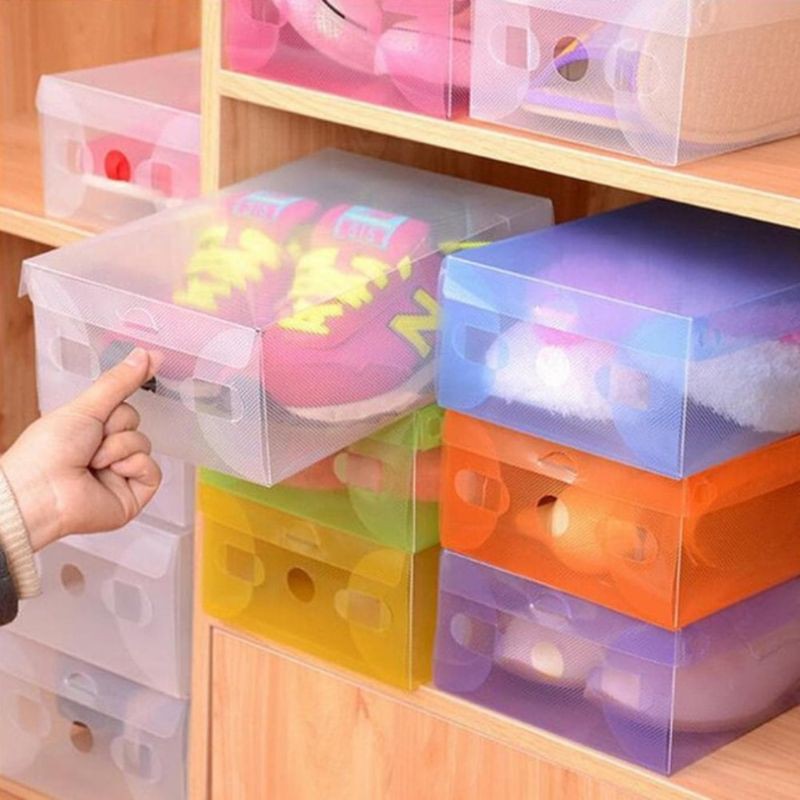 LL1 Kotak Sepatu Plastik Transparan Box Spatu Lipat Bening | Rak Sepatu Susun Organizer | Shoe Rack