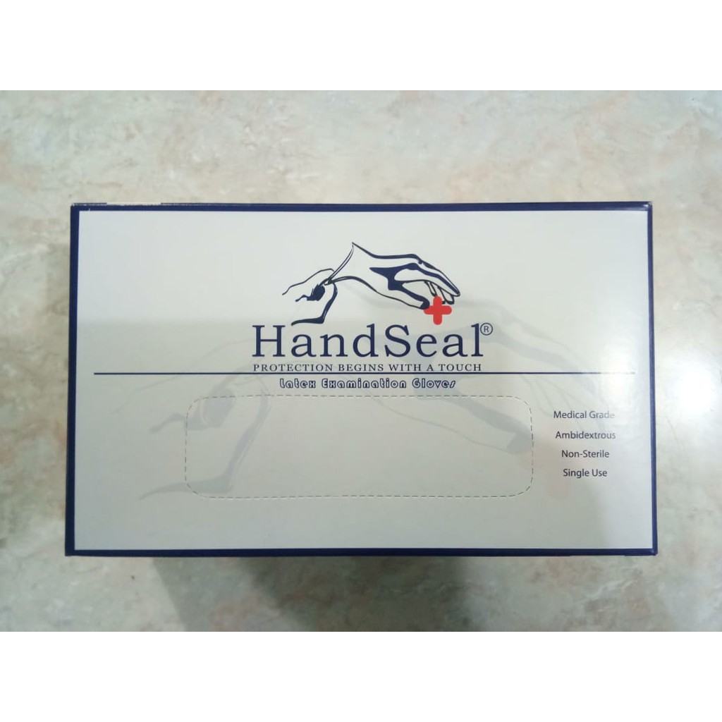 SARUNG TANGAN KARET LATEX POWDER FREE HANDSEAL - Isi 100