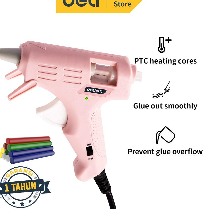 

[KODE PNDJH] Deli Hot Melt Glue Gun/Lem Tembak 20W Warna Biru/Pink Gratis 10 Lem DL39002X /Alat Perkakas