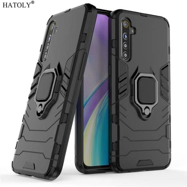 Realme XT Case Armor Ironman Rugged Hard Soft Cover Ring Stand Casing