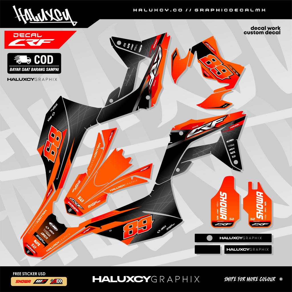 DECAL CRF 150 L SUPERMOTO FULL BODY HITAM SUPER GLOSSY DOFF DESAIN SIMPLE KEREN / DECAL KLX DTRACKER